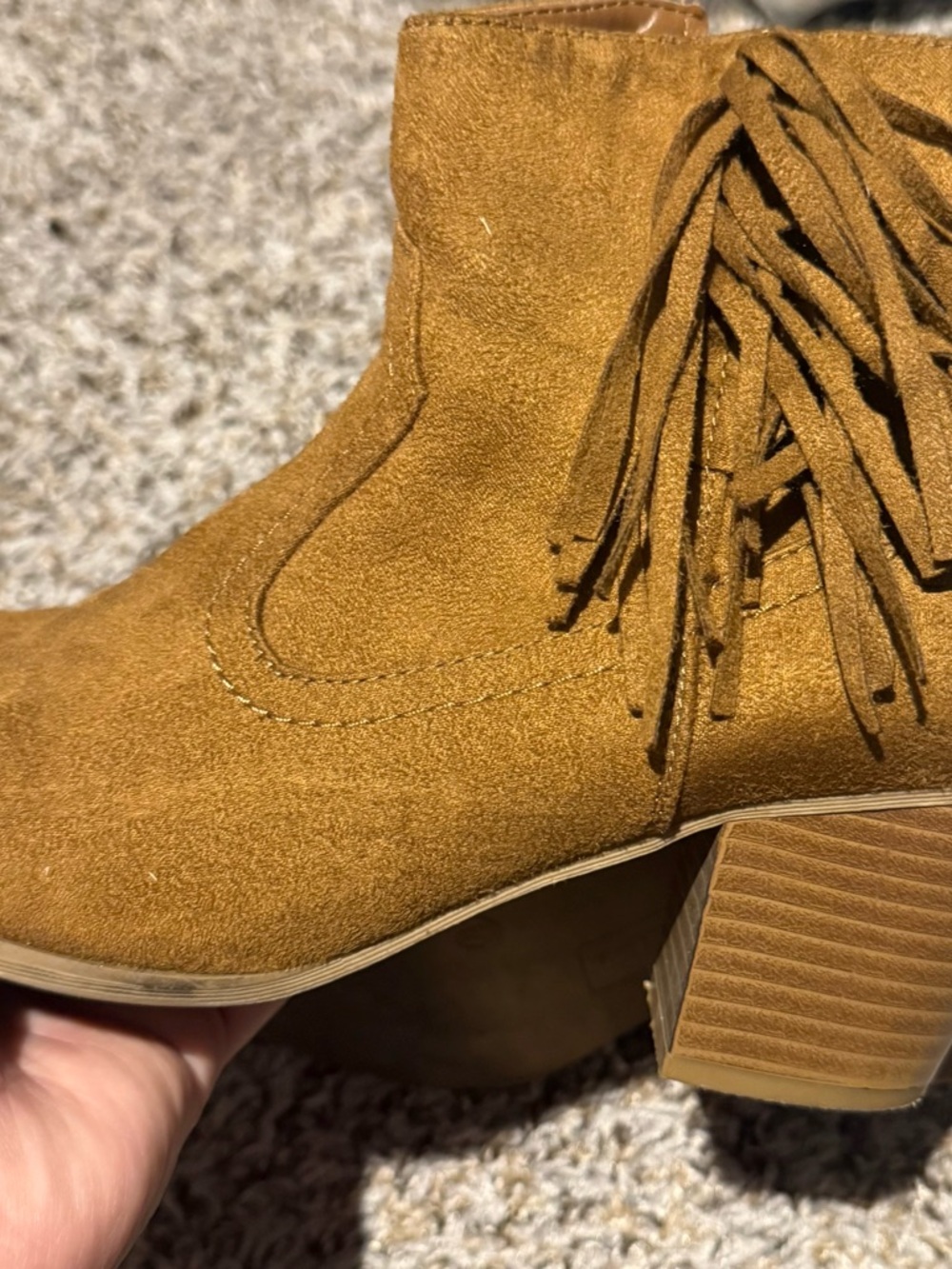 Brash Cognac Suede Fringe Ankle Booties - Picture 2 of 11